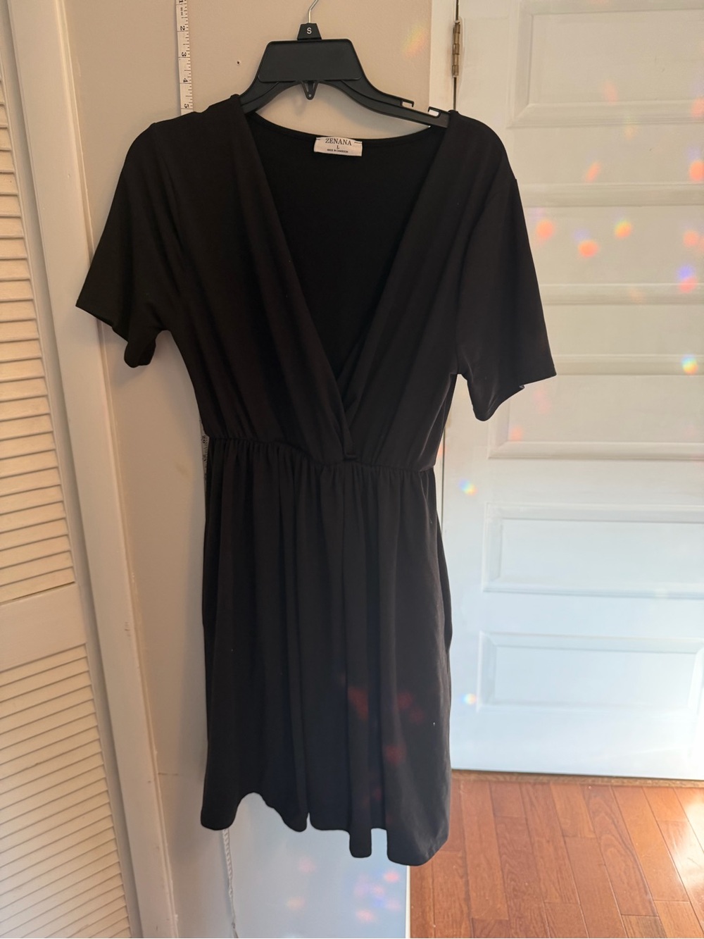 Zenana Outfitters Black Short Sleeve Wrap Dress